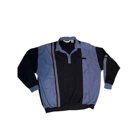 VTG 80s 90s Striped Palmland Longsleeve Banded Polo Shirt 6XLT Colorblock Dad - Picture 1 of 4
